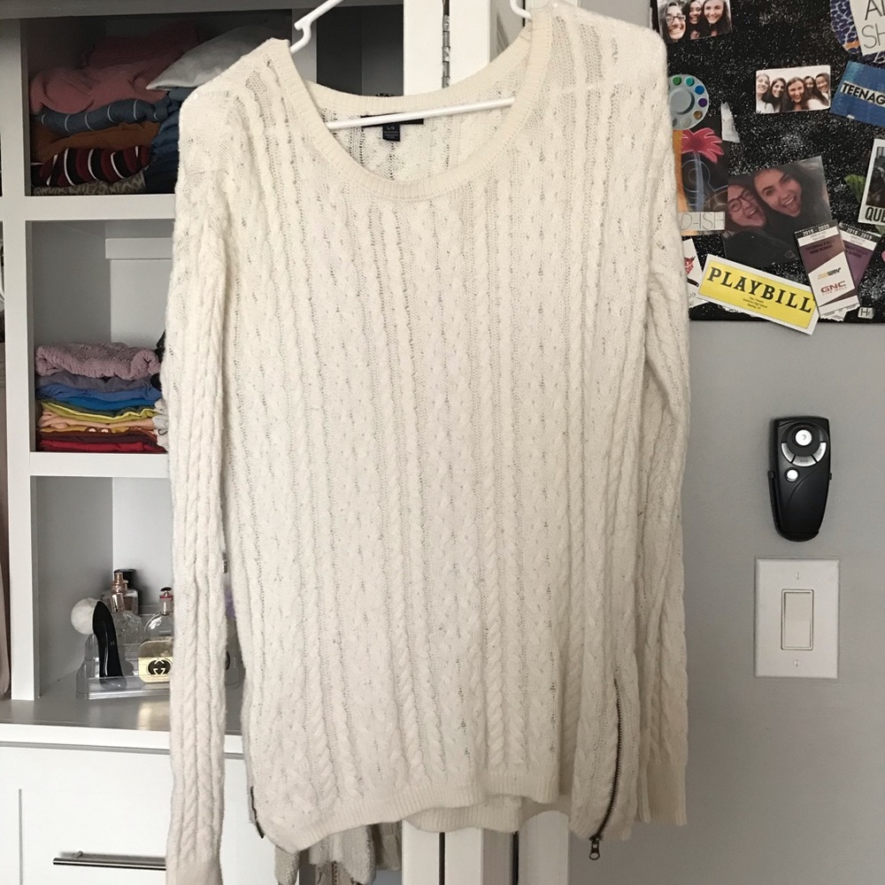 White Cable-Knit Sweater